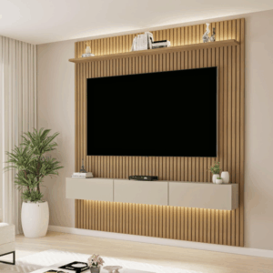 Painel para Tv até 70 Polegadas Frisado com Led Duplo Cinamomo/Off White